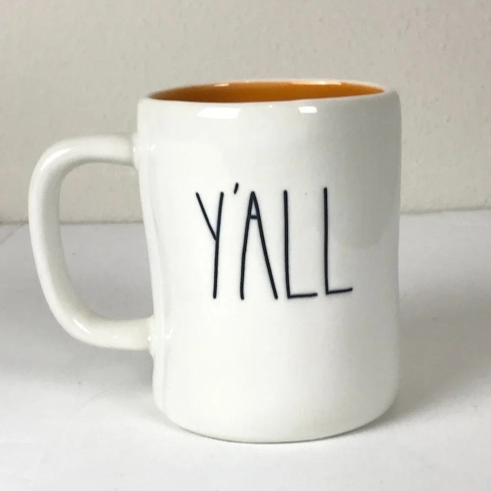 New Rae Dunn FALL Y'ALL Coffee‎ Mug Orange Inside